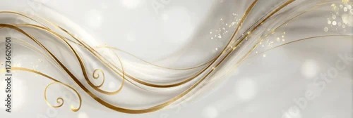 Panel kuchenny z motywem A serene composition featuring graceful golden swirls over a soft, blurred background filled with delicate light spots, creating a sense of calm and elegance.