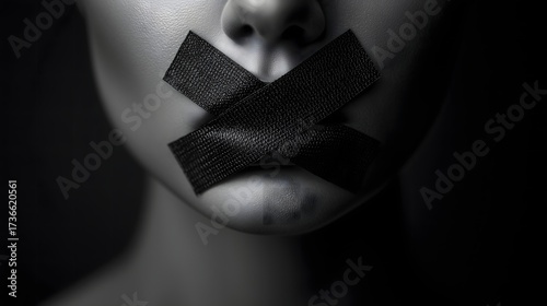 Silence and Oppression Symbolic Artwork. Generative AI