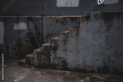 Grungy staircase on the ocean