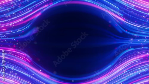 Big data light speed flow avoid the center. Abstract digital data stream of quantum computing. Cyberspace of qubit trail waves. Modern tech information transmission.