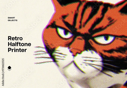 Retro Halftone Printer Design Effect Mockup