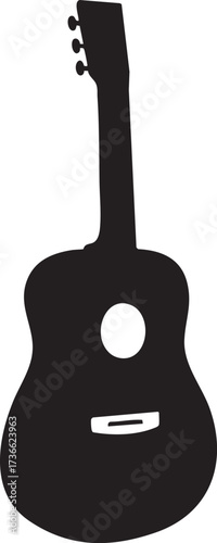 Side View Acoustic Guitar silhouette vector Illustration