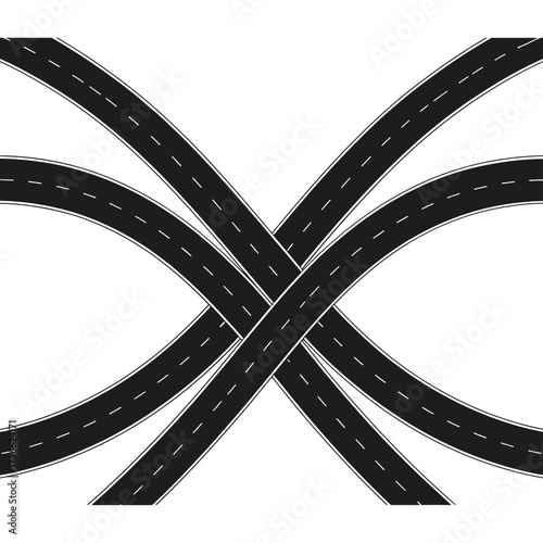 Intertwined roads forming an infinity symbol