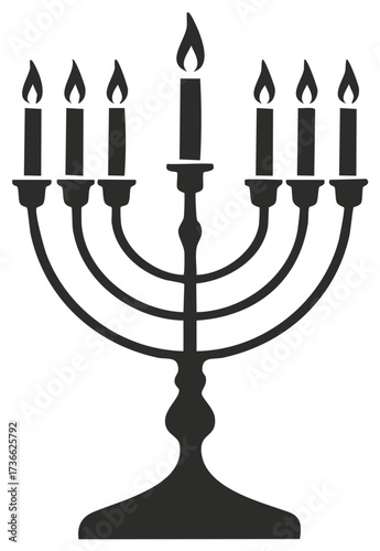 Traditional Menorah candelabrum with seven lit candles, a powerful ancient symbol of light and faith