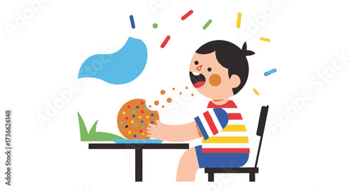Cheerful Youngster Enjoying Scrumptious Cookie: A Delightful Scene of Sweet Moments