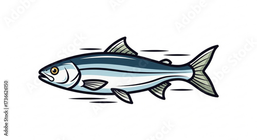A fast moving fish with blue and white scales, representing agility, speed, and the aquatic realm