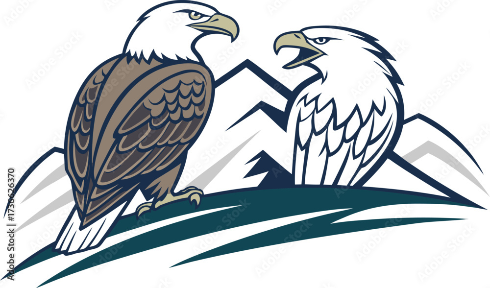 Fototapeta premium eagle on the fence