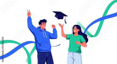 Celebrating Academic Triumph, Graduation Joy: A Victorious Moment Depicted With a Cap