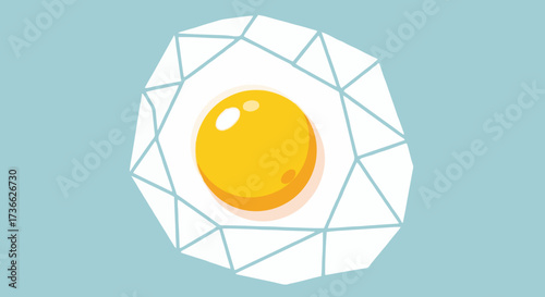 Fried egg inside a geometric crystal shape