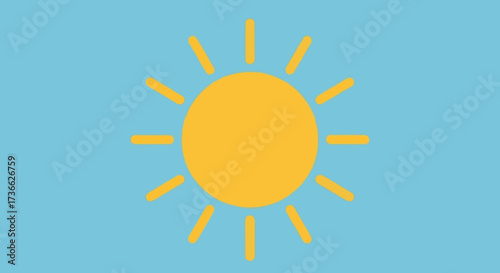 A bright yellow sun with rays on a blue sky