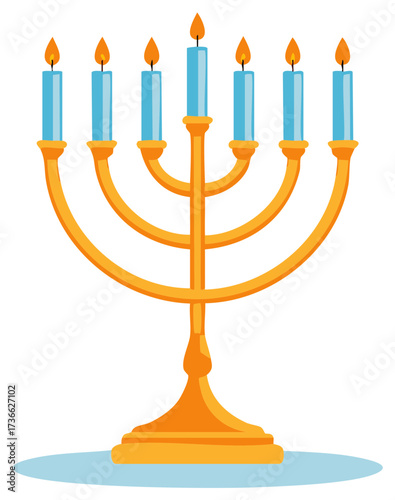 Menorah with lit candles illustration for Hanukkah celebration