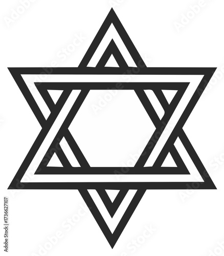 Geometric Star of David symbol icon clean design, representing faith and tradition