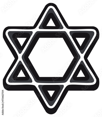Stylized Star of David geometric symbol with layered outlines and triangular negative space