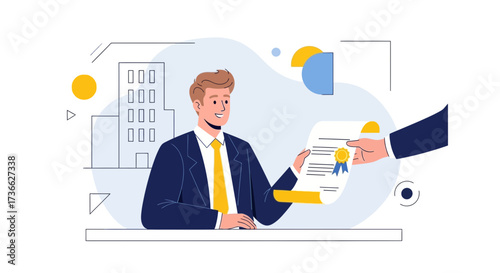 Certified Professional Receiving Document, Contract, or Degree in Office Setting