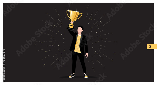 Champion Celebration Displaying Trophy Achieving Success And Inspiring Recognition Forever