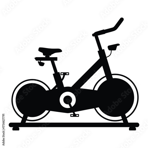 Silhouette of a stationary spin bike for fitness