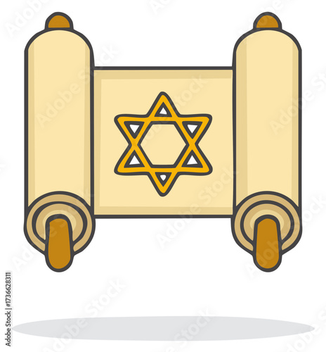Scroll with Star of David religious symbol