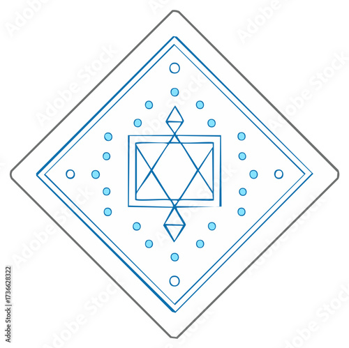 Minimalist Diamond Sacred Geometry Symbol Design with Circle Dot Accents