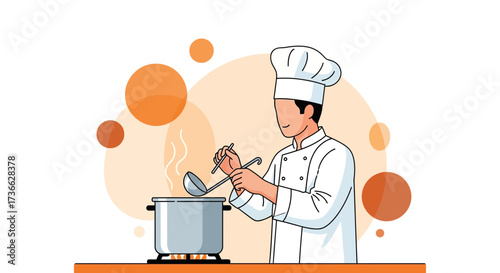 Chef Preparing Culinary Delights in a Modern Kitchen With Vibrant Visuals