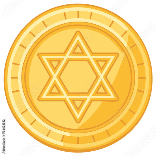 Golden Coin Featuring the Star of David Symbol