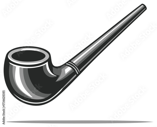 Classic smoking pipe isolated on white. A representation of smoking tradition.