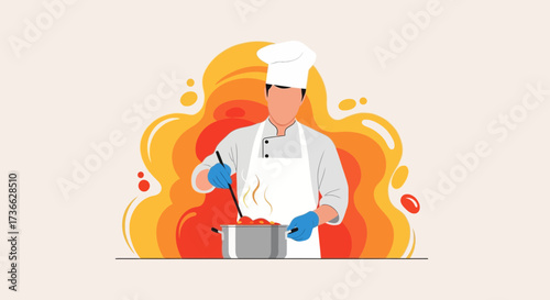 Chef Preparing Delicious Food In A Restaurant Kitchen Ready To Serve.