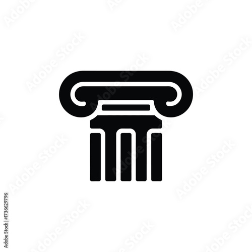 Black and white ionic column capital and shaft icon