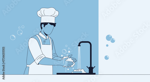 Chef Washing Hands At Sink Representing Hygiene Standards And Cleanliness Practices
