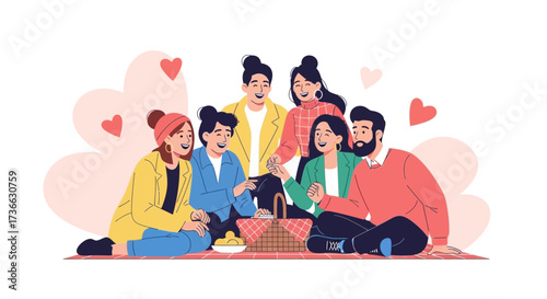 Cheerful Group Enjoys Picnic Together, Sharing Laughter, Connection, and Love
