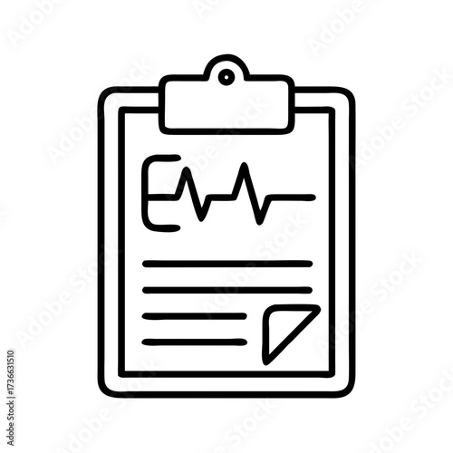 Medical clipboard with ekg line vector illustration healthcare diagnosis report patient chart examination