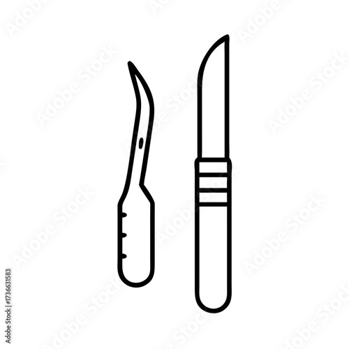 Surgical scalpel and blade vector art for medical professionals and healthcare industry equipment design needs
