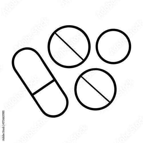 Pills and capsules medication vector illustration for pharmaceutical and healthcare products design assets