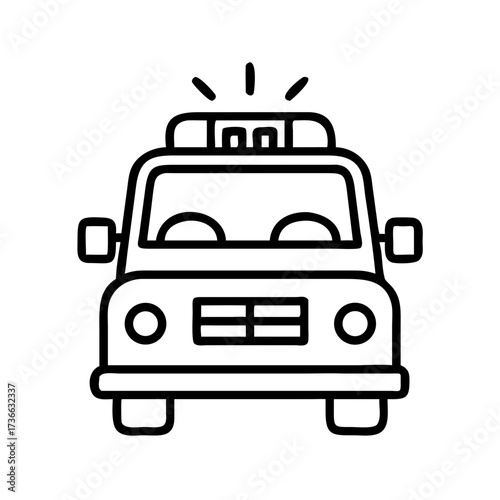 Outline police car vector illustration emergency vehicle law enforcement automobile cop car design isolated icon