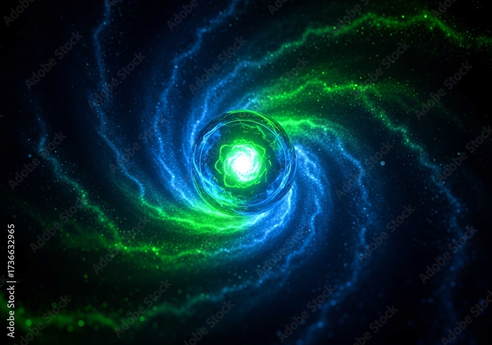 Obraz premium Abstract energy vortex background with glowing light orb