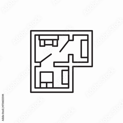 apartment house plan icon sign vector
