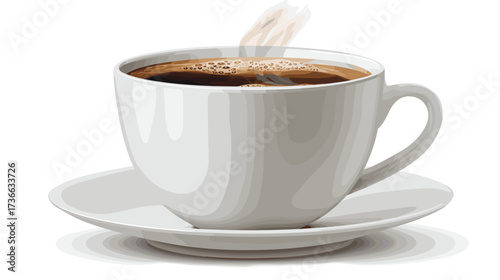 Invigorating Coffee Cup: A steaming brew in a white ceramic cup and saucer, perfect for a morning boost or relaxing afternoon treat.
