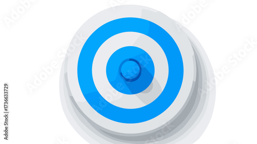 Abstract circular design with shades of blue and white, featuring a central circle surrounded by concentric rings. Modern and minimalist.