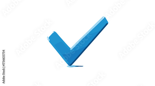 A vibrant blue check mark stands out against a dark background, symbolizing completion and approval with its clear, angular design.