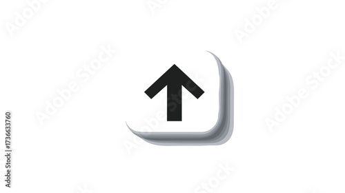 A black arrow pointing upwards, enclosed within a curved gray frame, set against a stark black background, suggests direction or progression.
