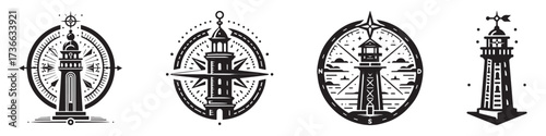 Modern Minimalist Tower Vane Icon, Flat Silhouette of an Architectural Structure Vector for Windmill Illustration Design
