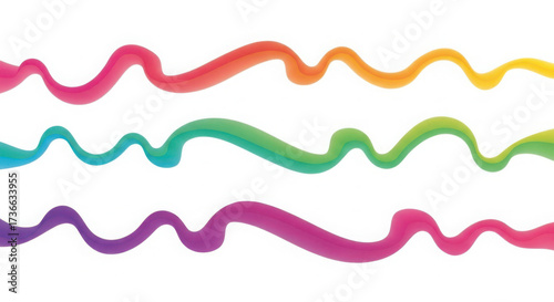 Vibrant abstract wavy lines with rainbow gradient colors on a white background