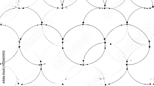 Abstract network of interconnected lines and dots creates a mesmerizing pattern against the stark black background, forming a complex visual.
