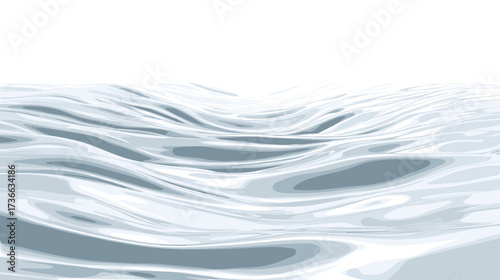 Stylized ocean waves rendered in blue-gray tones with stark black contrast, creating a surreal and visually engaging seascape.