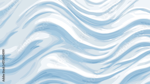 A mesmerizing abstract painting featuring fluid waves in light blue and white, elegantly contrasted with bold black accents for depth.