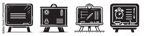 Modern Minimalist School Notice Board Icon, Flat Silhouette of an Educational Bulletin Vector for Classroom Illustration Design