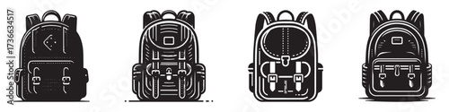 Modern Minimalist School Backpack Icon, Flat Silhouette of a Student Bag Vector for Education Illustration Design