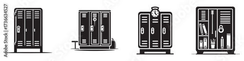 Modern Minimalist School Locker Icon, Flat Silhouette of an Education Storage Cabinet Vector for Classroom Illustration Design