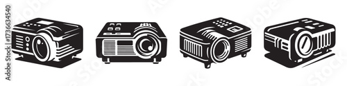 Modern Minimalist School Projector Icon, Flat Silhouette of an Education Device Vector for Classroom Illustration Design