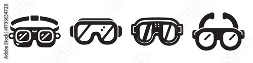 Modern Minimalist School Swimming Goggles Icon, Flat Silhouette of Sports Eyewear Vector for Athletic Illustration Design