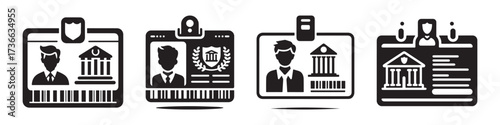 Modern Minimalist University Student Card Icon, Flat Silhouette of an Education ID Vector for School Illustration Design